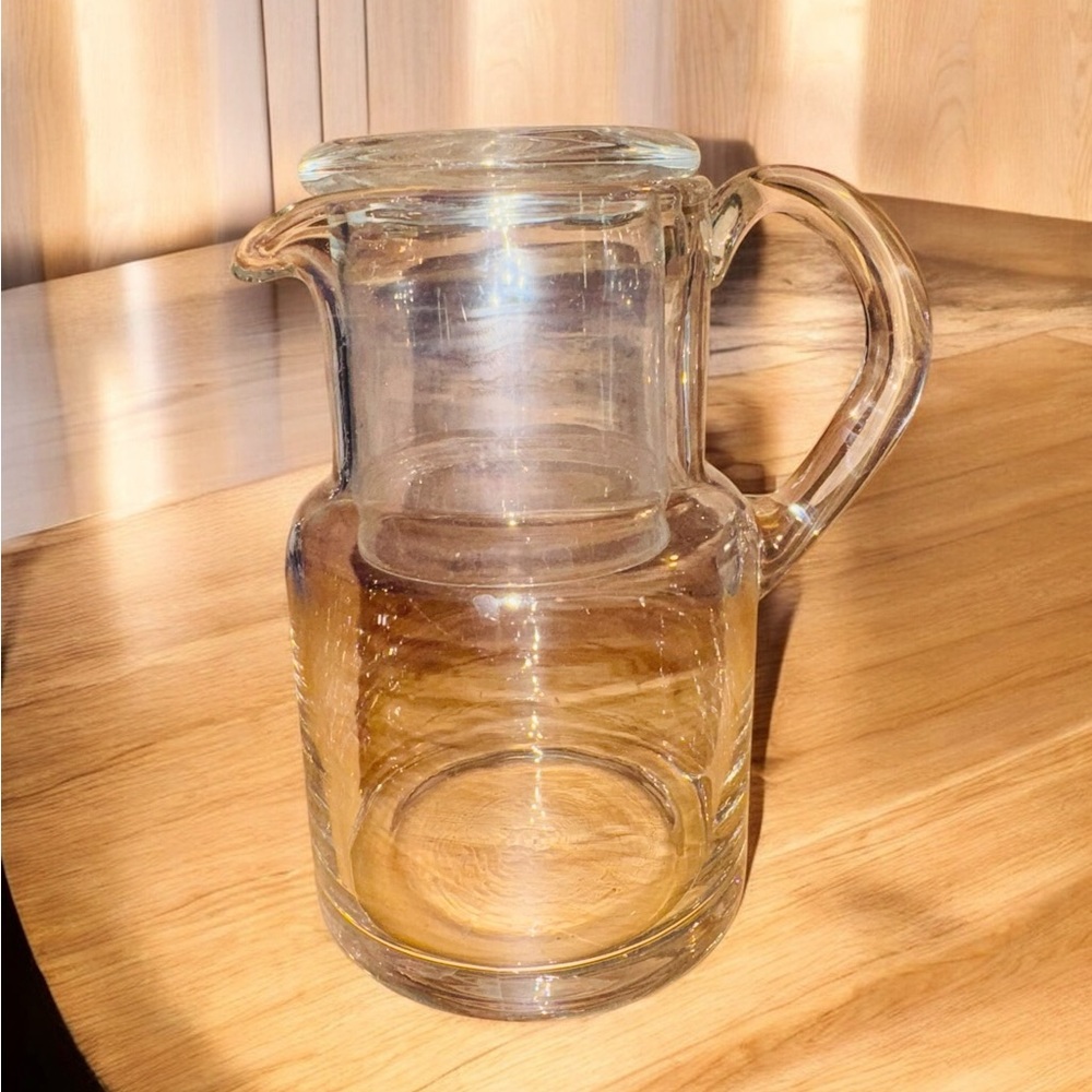 Clear Glass Tumble Up Carafe Water Decanter w/ Drinking Glass Holds 16oz